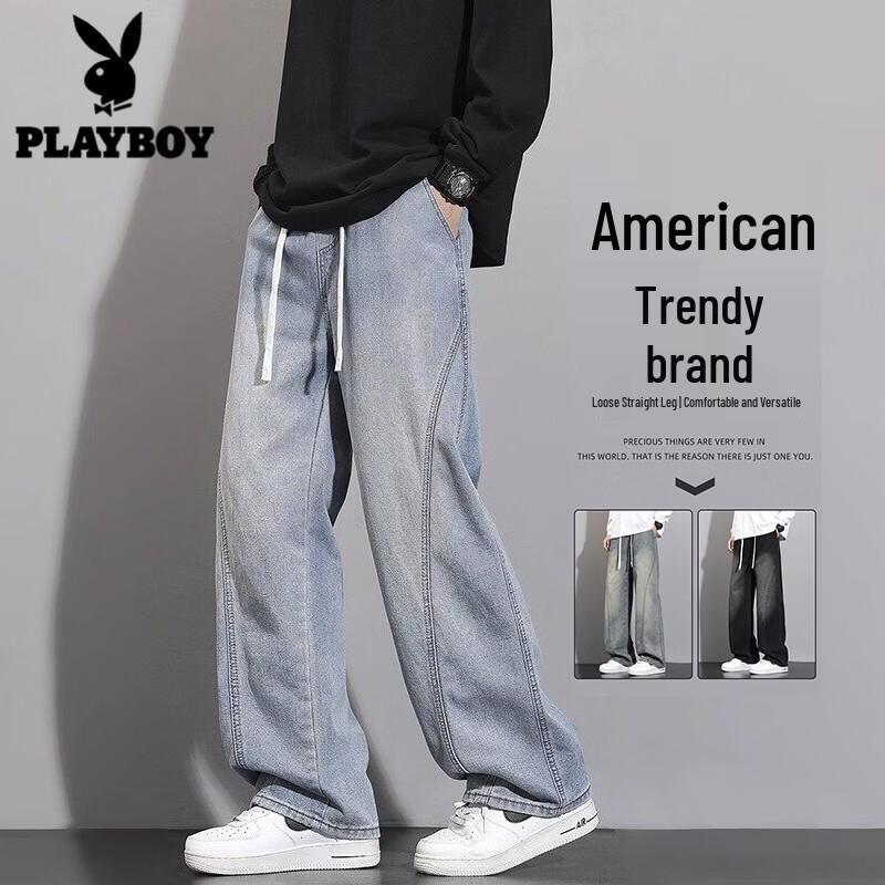 PLAYBOY Men s Summer Thin Loose Straight Jeans L
