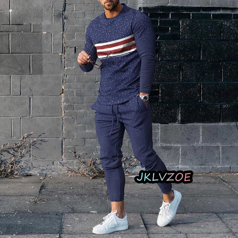 

Осінь-зима Чоловічі спортивні костюми з довгими рукавами з 3D-принтом 2023 Повсякденні комплекти з двох предметів Чоловічі чоловічі брюки великого розміру 4XL