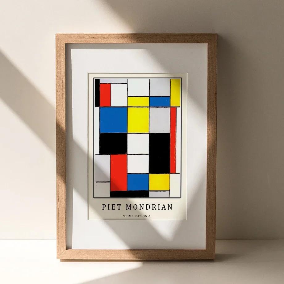 Piet Mondrian Exhibition Poster Modern Abstract Geometric Wall  Prints Canvas  Nordic Pictures For Living Room Decor