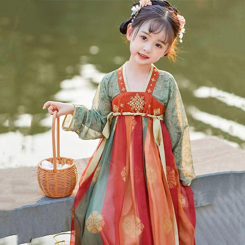 Girls  Hanfu Spring/Autumn Fairy Princess Dress Tang Suit Dunhuang Performance Set 100