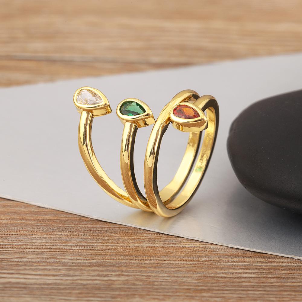 Nidin New Fashion Copper Multilayer Open Rings Adjustable For Women Punk Rock Style Finger Jewelry Accessories Creative Gifts