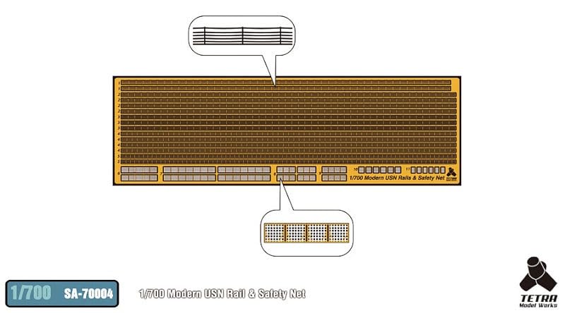 Tetra Model SA Series Modern American Safety Nets Plastic Model Parts SA7004 1/700 Handrails,
