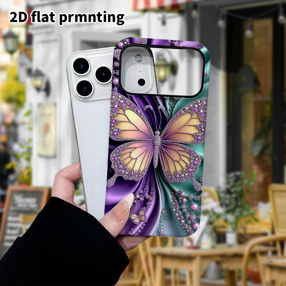 Phone Case: 2D Flat Design Suitable for iPhone 18 17 16 15 14 13Pro Film Protective Case, Couple Style, Gem-studded Butterfly, Christmas and Halloween