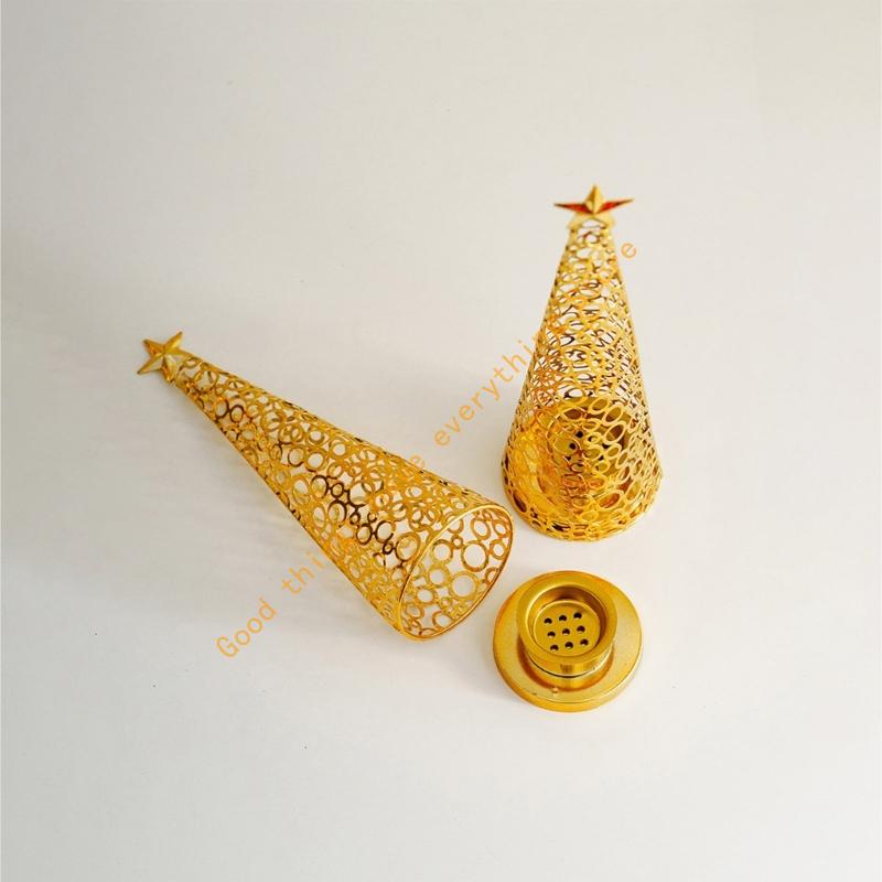 Golden Metal Cutout Pine Tree Incenses Burners Arabic Frankincense Bakhoors Censers for Home Office Meditations Decors 55KF