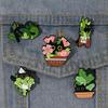Cats In Plants Enamel Pins Custom Black Cat Potted Plant Brooches Lapel Badges Fun Animal Plant Jewelry Gift for Kids Friends