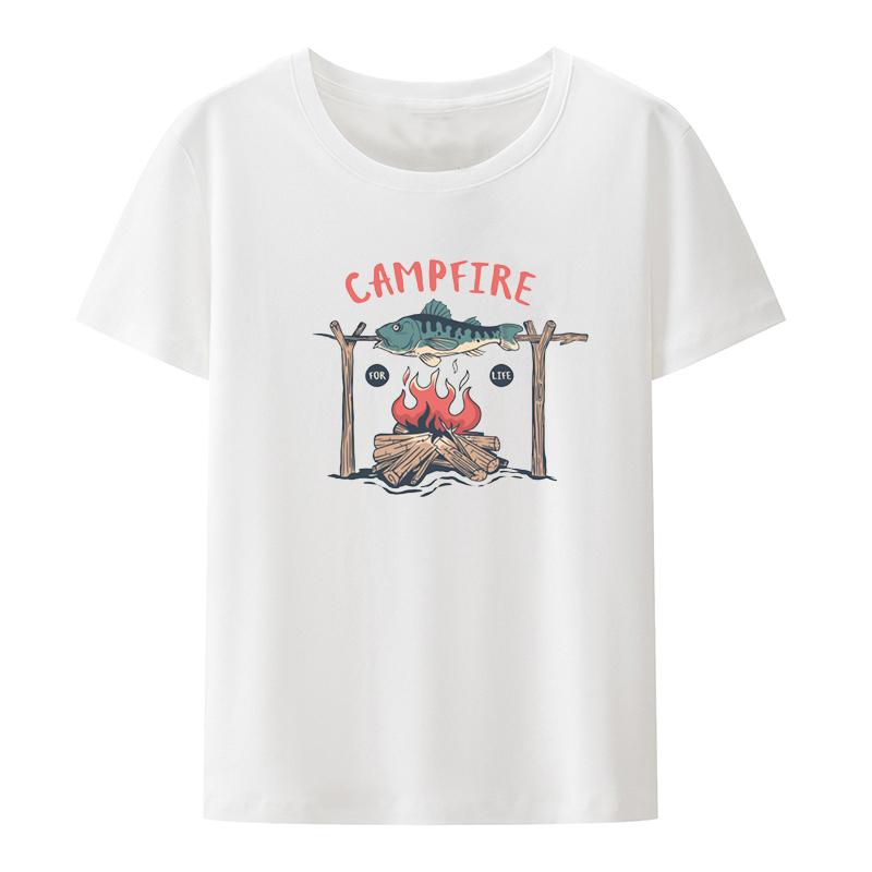 Outdoors Graphic Tshirts Campfire For Life Novelty Leisure Shortsleev Street Fashion Style Camisetas Humor Roupas Masculinas