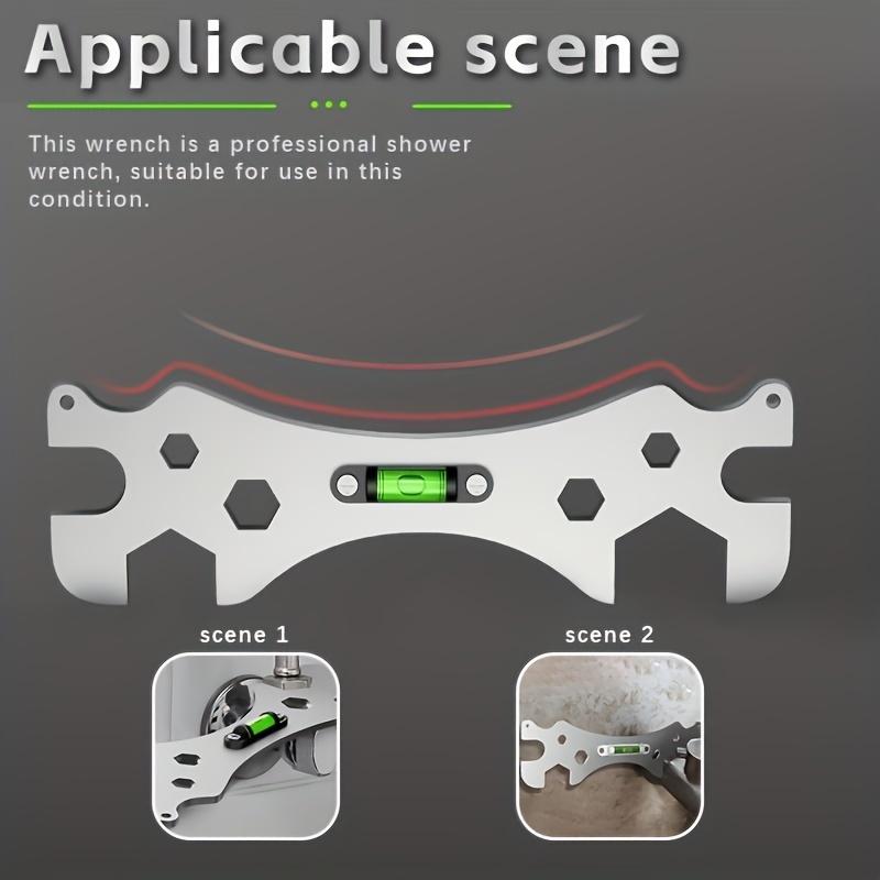 1pc Home Bathroom Wrench, Universal Bathroom Wrench, Thickened Stainless Steel Rust-proof Material Hexagonal Level, Curved Foot Level Ruler