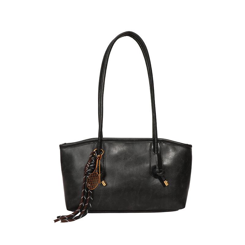 

Women s PU Leather Shoulder Bag Winter Y2K Trend Crossbody Retro Tote Handbag Large Vintage Versatile Ladies Armpit Bag чёрный