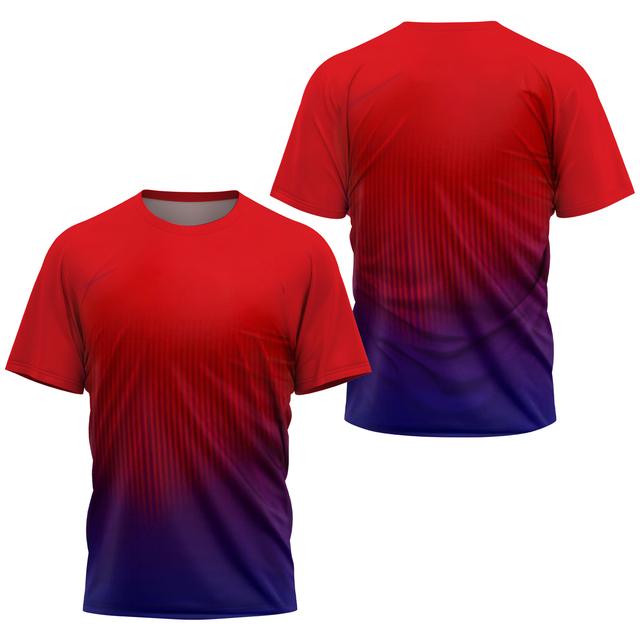 Fashion 3D Gradient Print T Shirt For Men Outdoor Tennis Tracksuits Summer Quick Dry Sports Short Sleeve Casual O-neck Loose Top