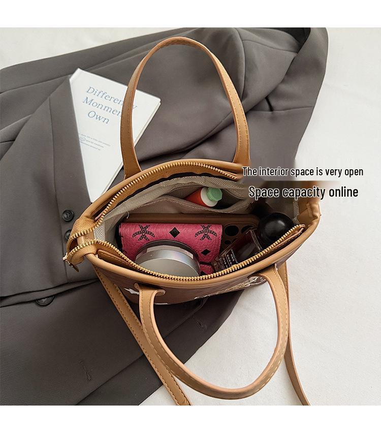 2025 Autumn/Winter Retro Leopard Print Women's Versatile Bucket Handbag - Simple Commute Crossbody & Shoulder Bag