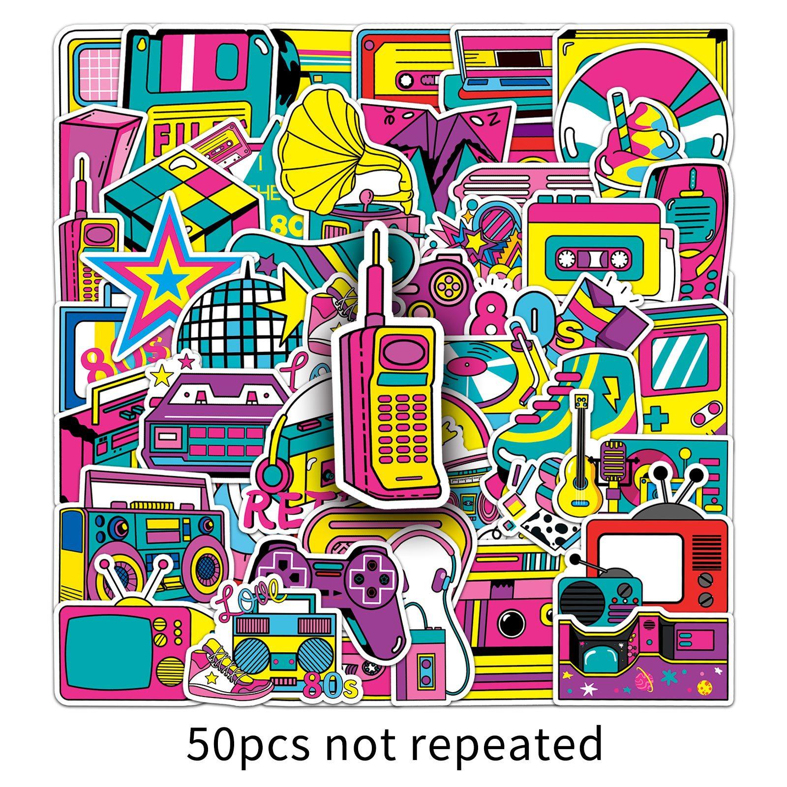 

50 Retro 80s Graffiti Stickers Personalized Creative Decorative Mobile Phone Case Water Cup Suitcase Stickers