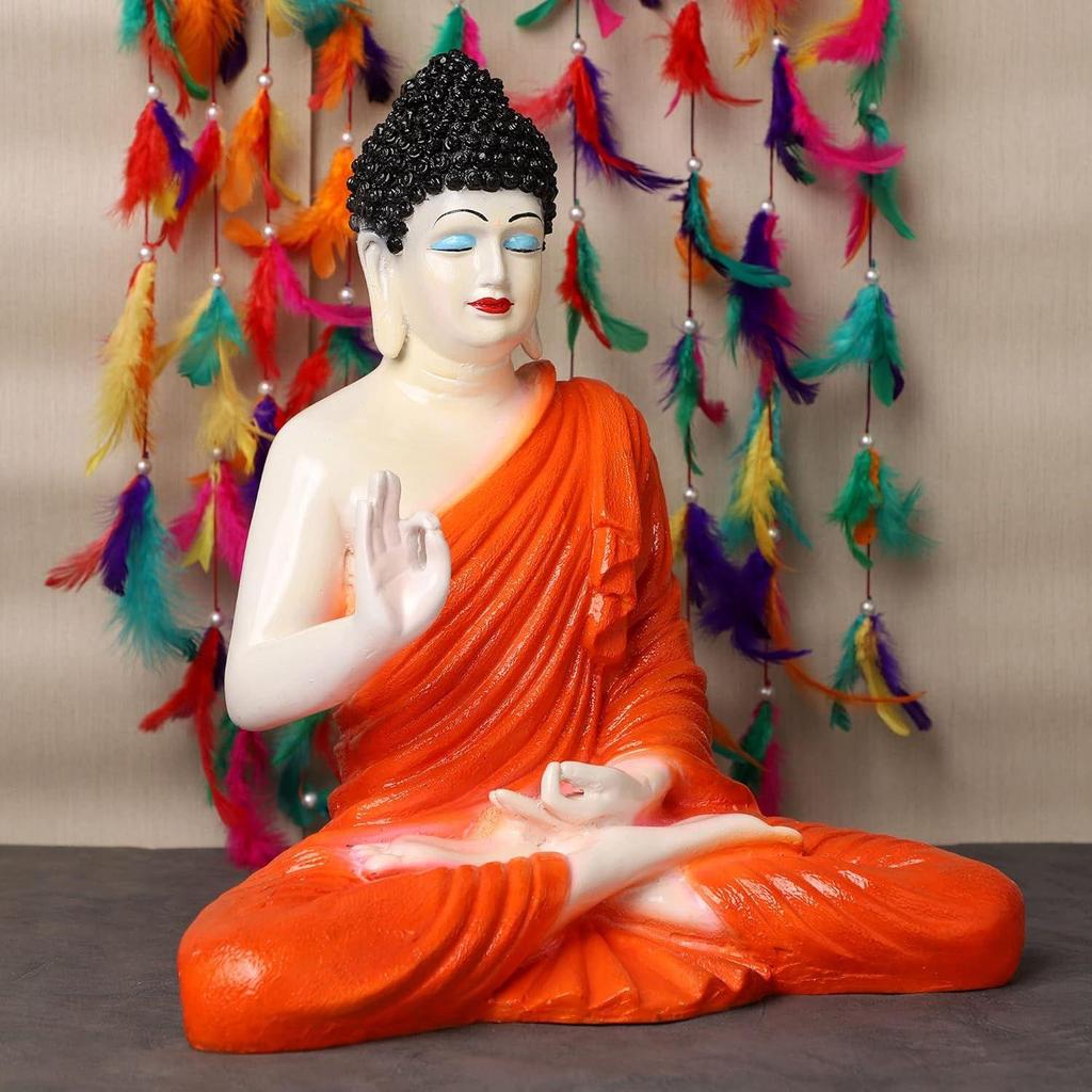 Sitting Buddha Statue for Home & Office Decor, Marble Dust Idol Statue of Resin 15 Inch