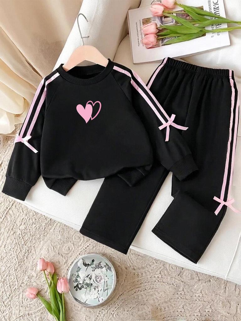 Girls' Spring/Autumn Hoodie & Trousers Set: Long Sleeve Casual Sportswear