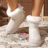 Velvet, Thick, Snow Boots, Thick Soled Shoes, Bow Tie, Warm Shoes, Plus Size, Cotton Shoes