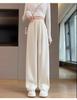 Women's High-Waist Gray Banana Sweatpants - Straight Loose Fit, Wide Leg - Perfect for Autumn and Winter 2025