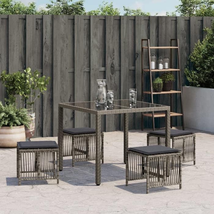 VidaXL Set of 4 Garden Stools with Cushions, Patio Chairs, Terrace Seats, Backyard Outdoor Furniture, 365057