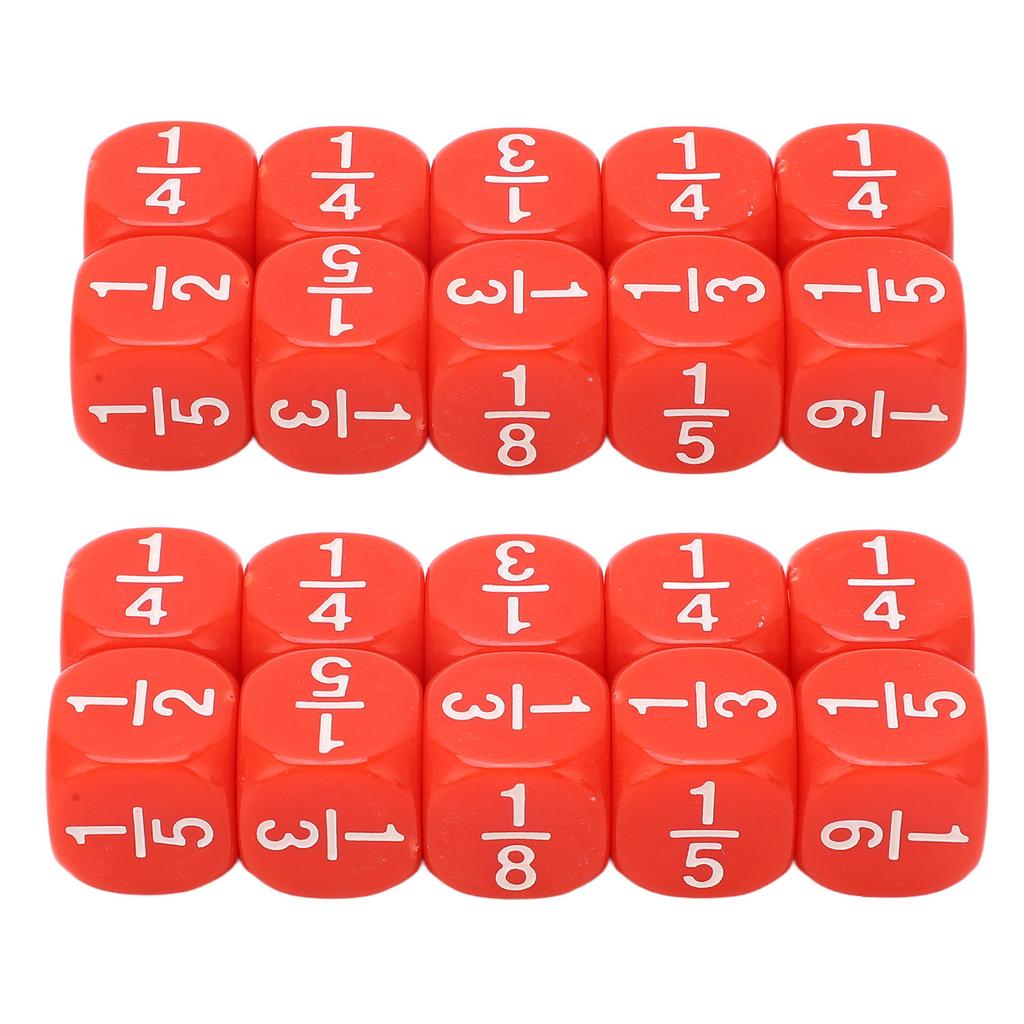 20Pcs Fraction Dice Class Set Plastic 6 Sided Multi Faceted Table Game Accessories for Kids Math Practice