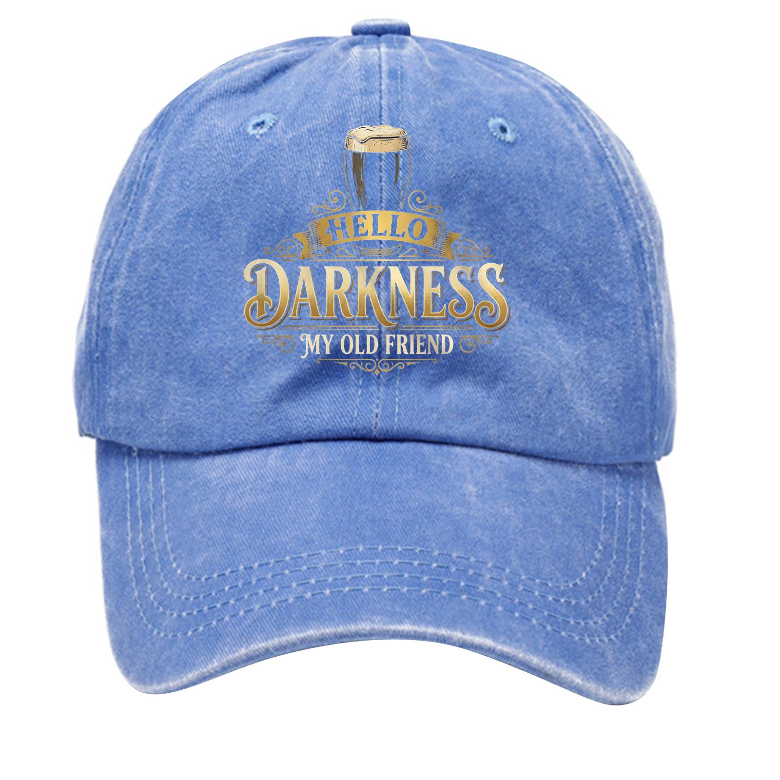 Washed cotton baseball cap with printed distressed soft top denim hat,  vintage hat One Size