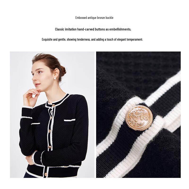 Navigare Women's Round Neck Little Fragrance Style Knitted Cardigan