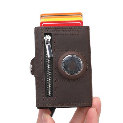 Genuine Leather Rfid Wallets for Men with Airtags Holder Credit Id Card Holder Rfid Protected Wallet