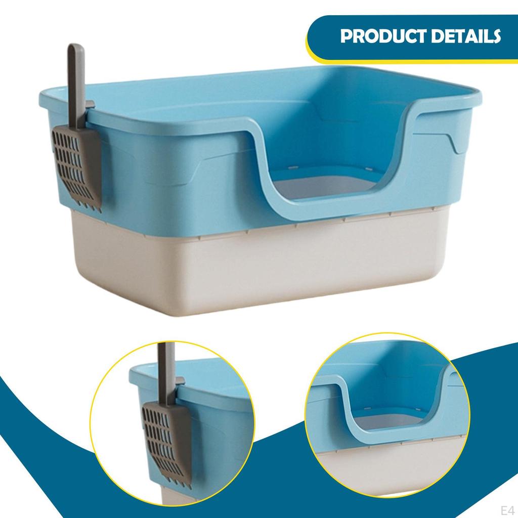 Cat Litter Box for Indoor Cats High Sided Pet Supplies Toilet, Low Entry Kitten