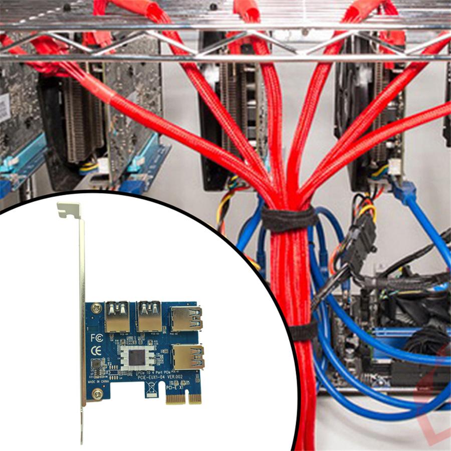 PCI Express Riser Card PCI-E 1 to 4 PCIE USB 3.0 Slots Multiplier Adapter Card