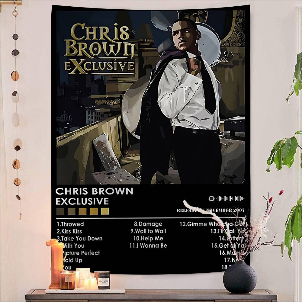 Cchris Bbrown Rapper Diy Wall Tapestry For Living Room Home Dorm Decor Wall Art Decor