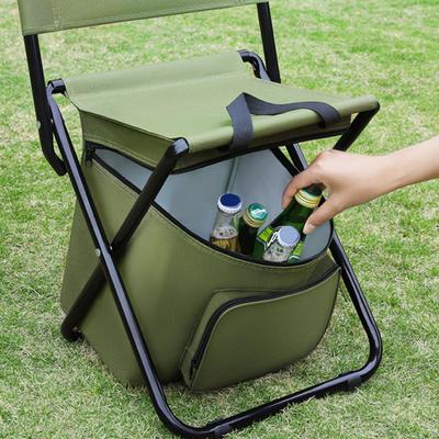 Tragbarer Klappstuhl mit Kühltasche, strapazierfähig, wasserdicht, leicht, für Outdoor-Camping, Rucksackreisen, Strandpicknick, Angeln, zusammenklappbarer Sitzhocker