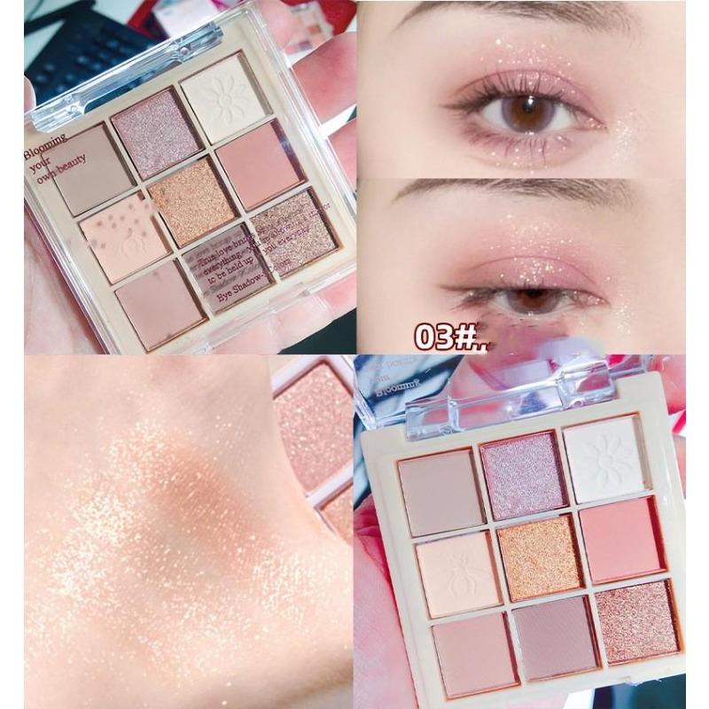Paleta de fard de pleoape cu sclipici mat cu 9 culori Fard de pleoape Diamond Shimmer Nude Shiny Makeup