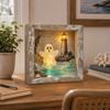 LED Decorative Night Light with Sea Glass, Illuminated Tabletop Decor for Home Bedroom