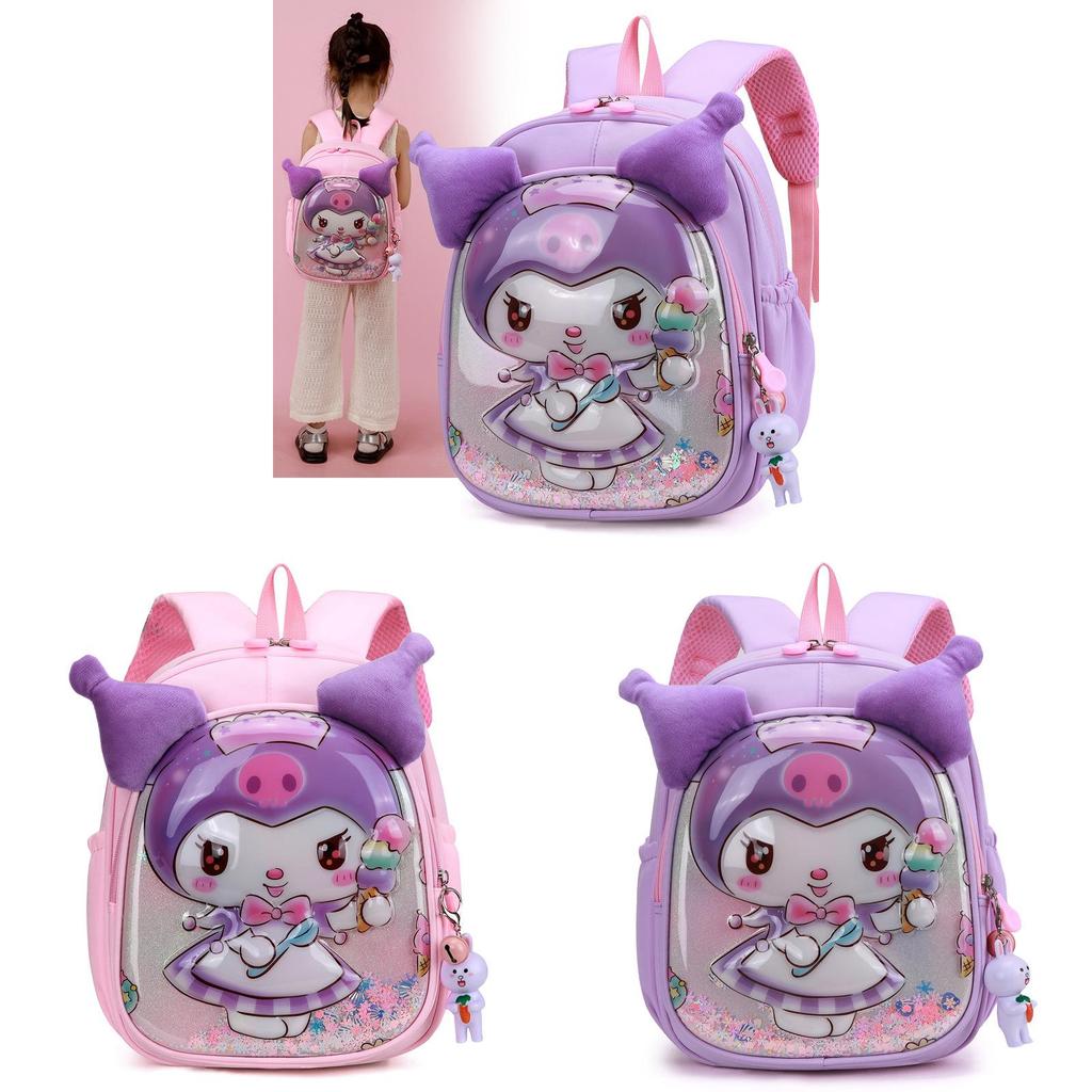 Cartoon Girl Kuromi Backpack With Ergonomic Shoulder Straps For School Use