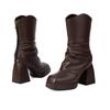 Women's high-heeled short boots autumn and winter new European and American style waterproof table thick heel solid color large size short boots