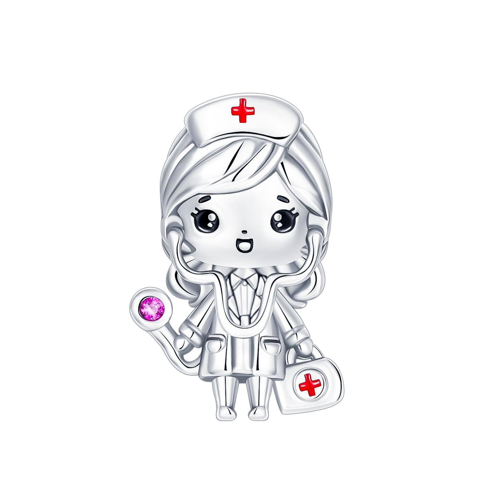 

Copper Metal Heart Doctor Stethoscope Injection syringe pandent Charm Bead Component Bead Component High Quality Fine Jewelry Valentine s Festival