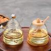 Transparent Glass Honeycomb Tank with Dipper and Lid 280/400/500ml Honey Bottle Easy To Clean Elegant Honey Jar Wedding Party