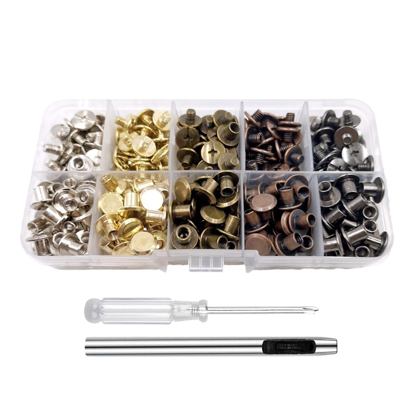 

100Pieces M5x4mm Zinc Alloy Chicagos Screws Bookbinding Rivets for Leather Items Bags Books Matte Finish Daily Use 1