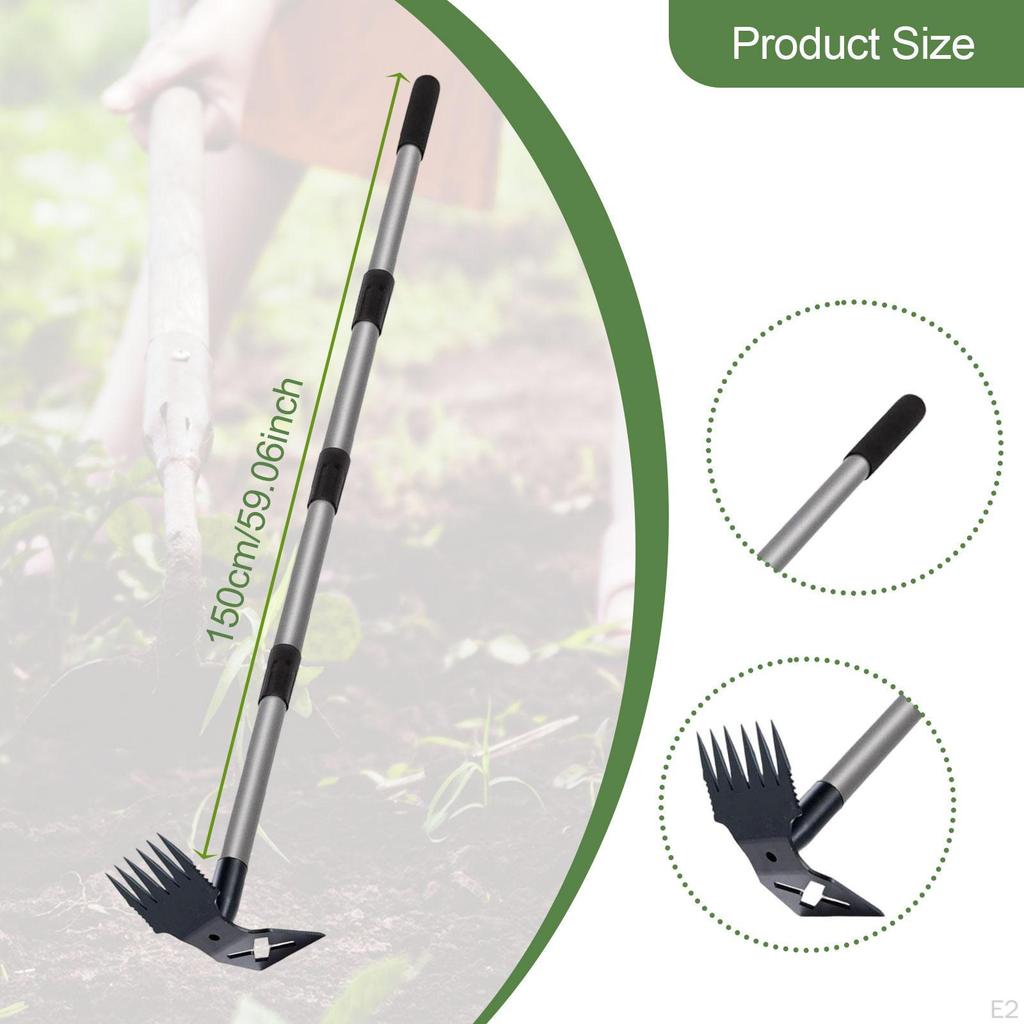 Garden Hoe Weeding Rake Manual Weeder Tool Hand Heavy Duty Weeds Puller Remover for Yard