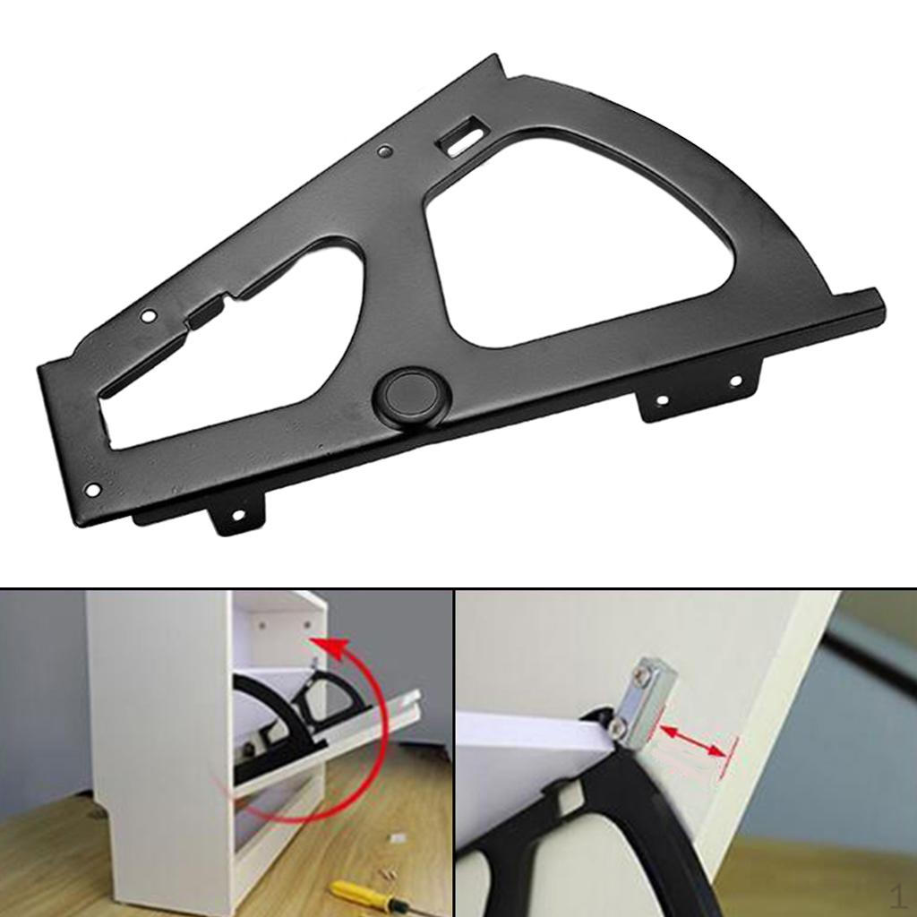 

1/2/3-рівневий домашній шафа-тумба для взуття з петлями, відкидною полицею та кріпленнями, нержавіюча сталь для Black 1 Layer