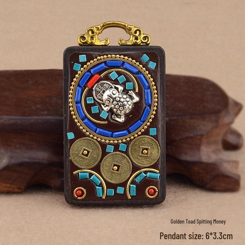 Ebony Tangka Necklace with Ethnic Na Fu Pendant - Buddha Amulet for Men & Women