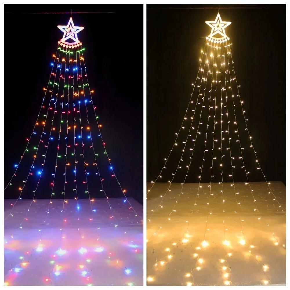 Christmas Pentagram Flashing String Light LED Hanging Starry Sky Light Outdoor Waterproof Home Party Decoration Atmosphere Light
