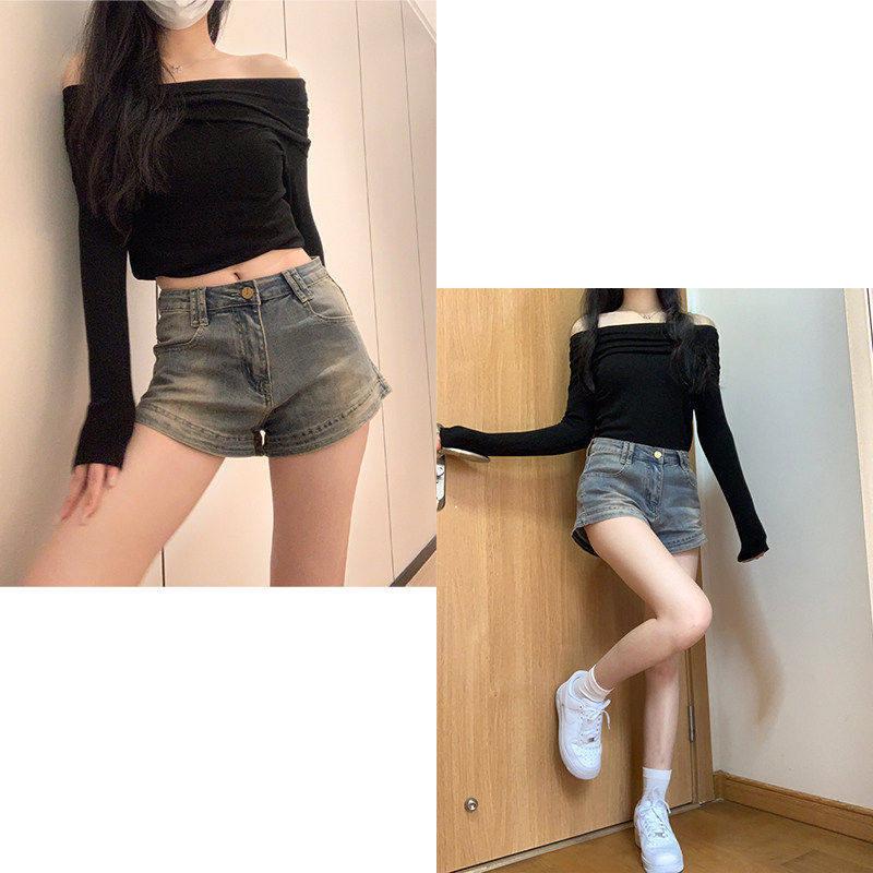 Women's High-Waisted Retro Denim Shorts - Summer Slimming Petite Casual