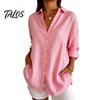Tägliche Bluse Damen Gestreiftes Hemd für Sommer Herbst, Knopfleiste Einreiher Bluse, Elegant Lässig Langarm Hemdbluse