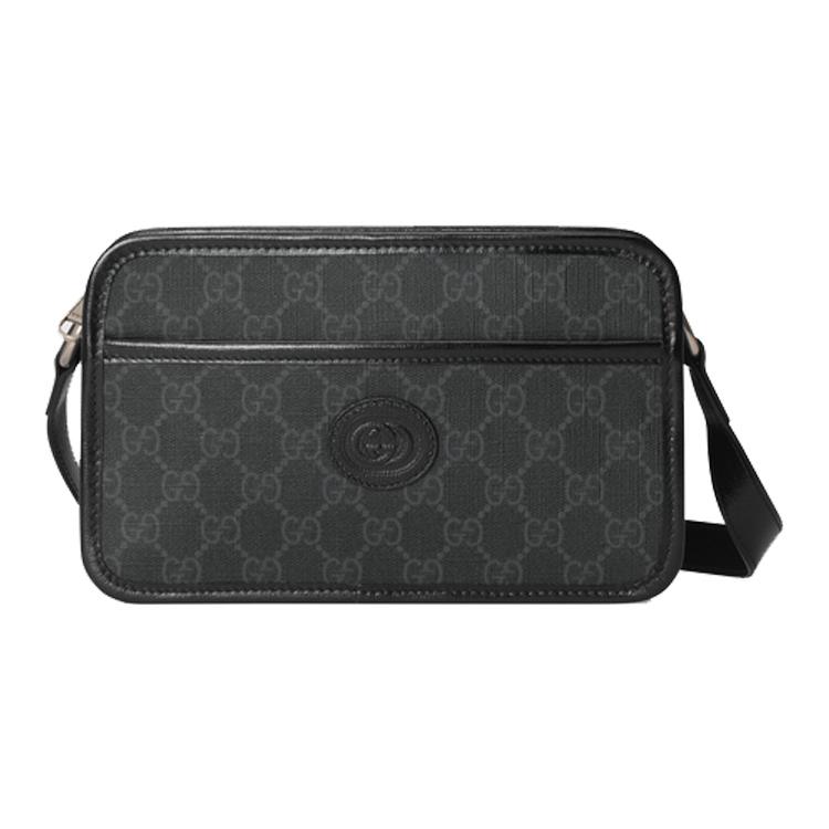 Gucci Kanvas Deri Omuz Çantası, Çapraz Askılı Çanta Mini Erkek Siyah