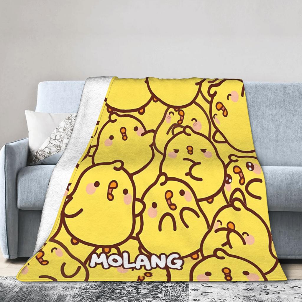 Molang Funny Cartoon Blanket  Soft Warm Funny Plush Throw Blanket For Girls Boys Bedroom Flannel Bedspread Bed Cover