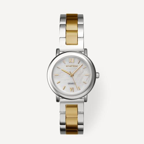 [RUMTTON] RUMTTON Mare Round White Mother-of-Pearl Gold Two-tone Metal Watch White Gold Two-tone Band
