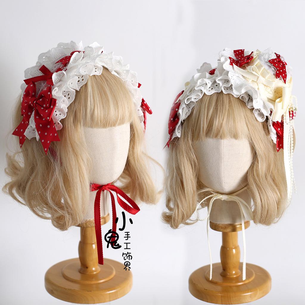 Original Lolita Strawberry Polka Dot Headband Sweet Lolita Lo Hair Accessories Cake Top Hat Hair Accessories