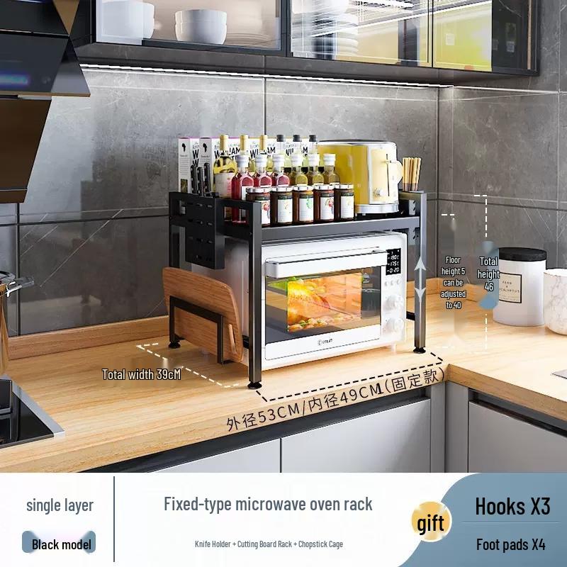 

3-ярусная кухонная полка для хранения из углеродистой стали для микроволновой печи