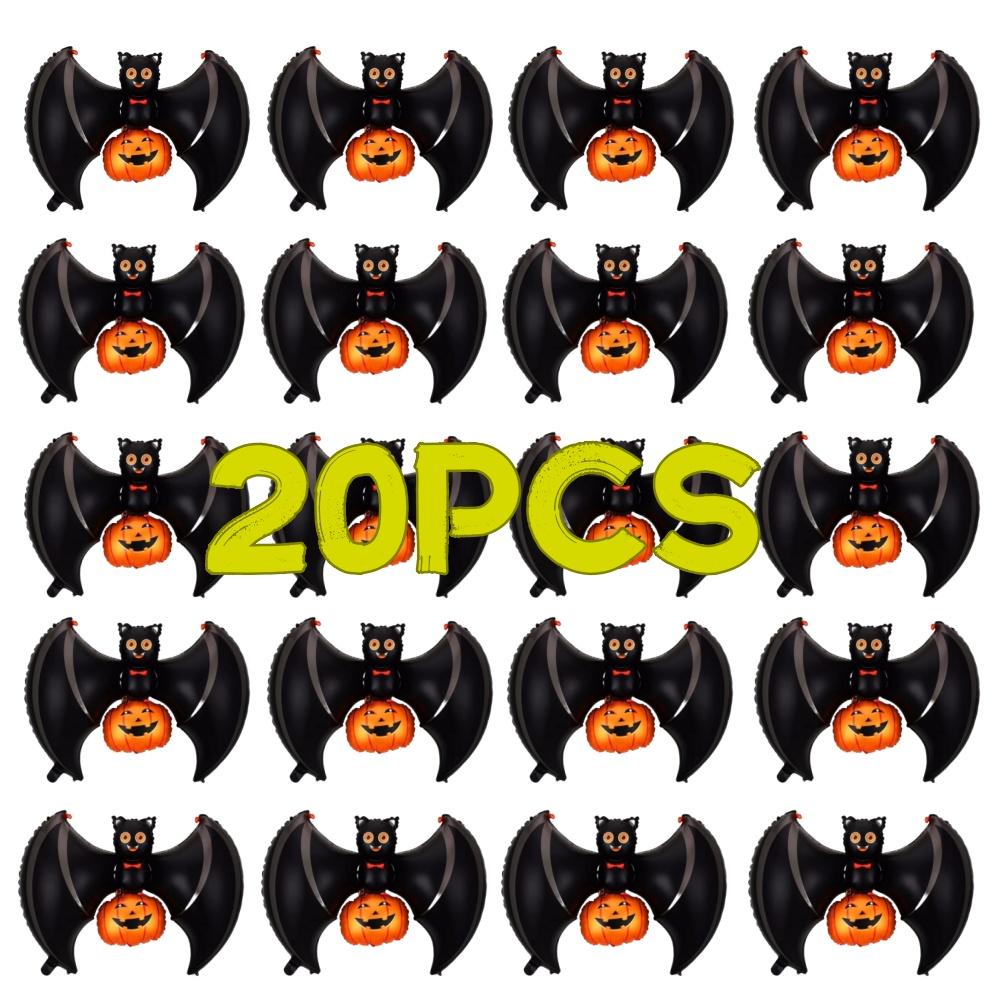 20pcs Halloween Bat Pumpkin Decoration Balloon Photo Prop For New Year Birthday Party Horror Scene Decor Spooky Festive Gift