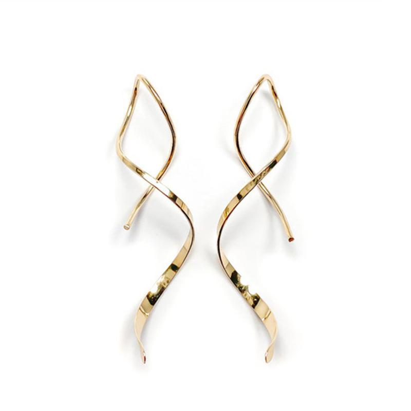 Simple Spiral Threader Earrings Women Irregular Helix Wave Curve Ear Line Cuff Stainless Steel Dangling Earring Fashion Jewelry