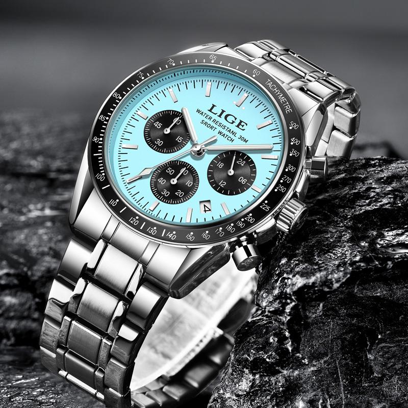 LIGE Top Brand Luxury New Men Watch Quartz Man Watches Waterproof Luminous Watch for Men Date Chronograph Sport Wristwatch+Box