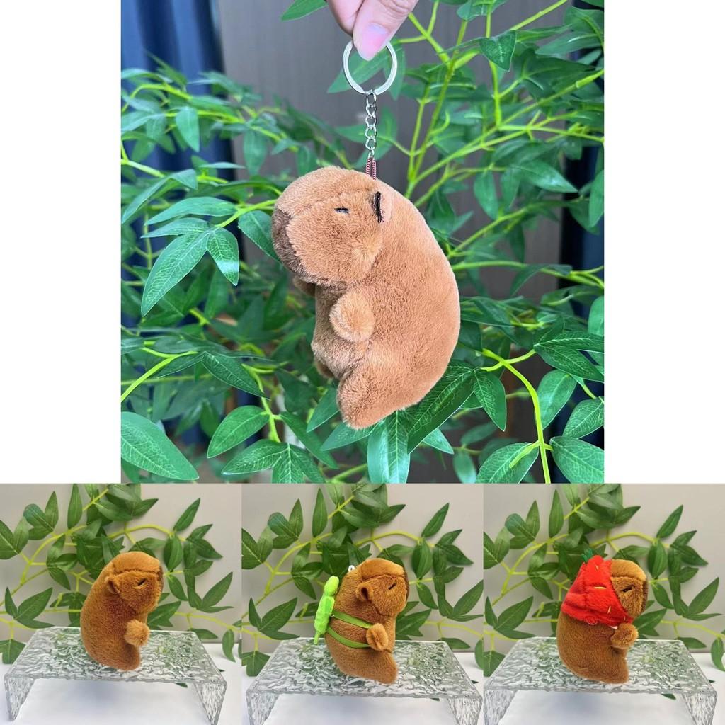 Capybara 11cm Fashionable Plush Keychain With Adorable Strawberry Hat Great Personalization For